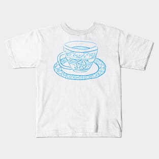 Intricate Tea Cup (Sky Blue) Kids T-Shirt